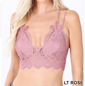 NEW Crochet Lace Bralette - Light Rose